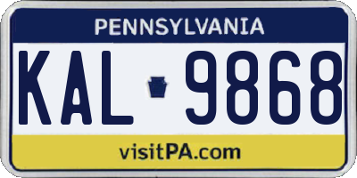 PA license plate KAL9868