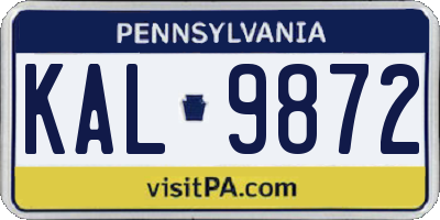 PA license plate KAL9872