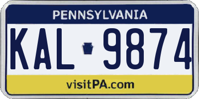 PA license plate KAL9874
