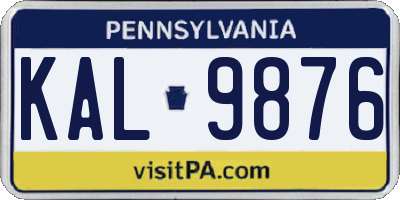 PA license plate KAL9876