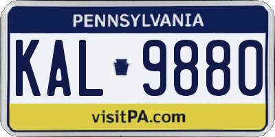 PA license plate KAL9880