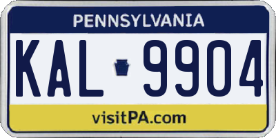 PA license plate KAL9904