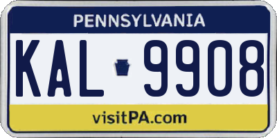 PA license plate KAL9908