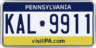 PA license plate KAL9911