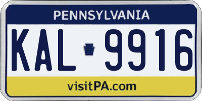 PA license plate KAL9916
