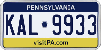 PA license plate KAL9933