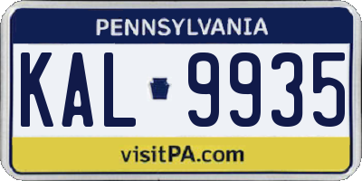 PA license plate KAL9935