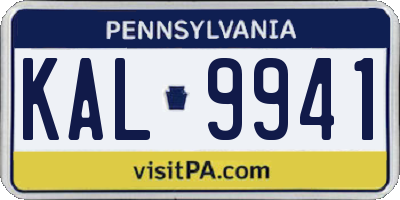 PA license plate KAL9941