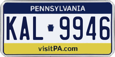 PA license plate KAL9946