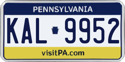 PA license plate KAL9952