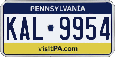 PA license plate KAL9954