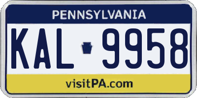 PA license plate KAL9958