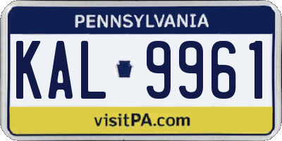 PA license plate KAL9961