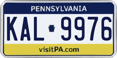 PA license plate KAL9976