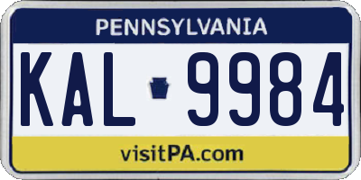 PA license plate KAL9984