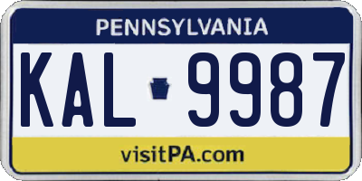 PA license plate KAL9987