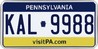 PA license plate KAL9988