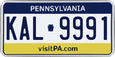 PA license plate KAL9991
