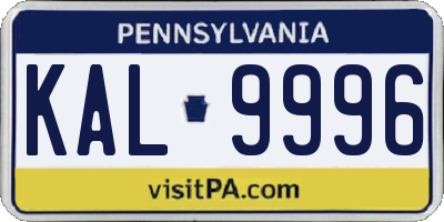PA license plate KAL9996