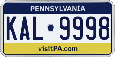 PA license plate KAL9998