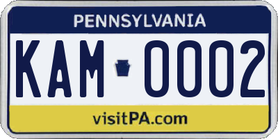 PA license plate KAM0002
