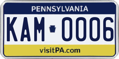 PA license plate KAM0006