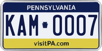 PA license plate KAM0007
