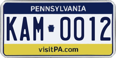 PA license plate KAM0012