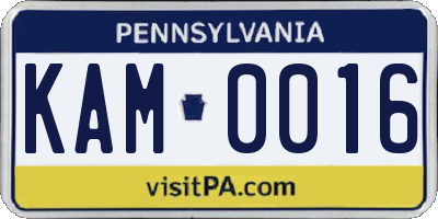 PA license plate KAM0016