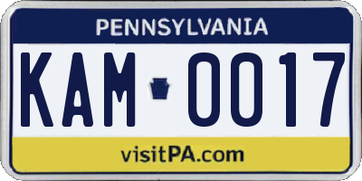 PA license plate KAM0017