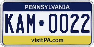 PA license plate KAM0022