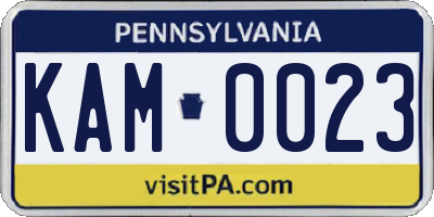 PA license plate KAM0023