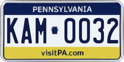 PA license plate KAM0032