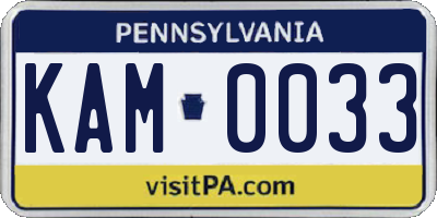 PA license plate KAM0033