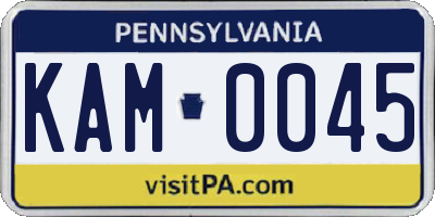 PA license plate KAM0045