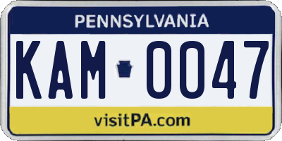 PA license plate KAM0047