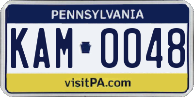 PA license plate KAM0048