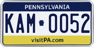 PA license plate KAM0052