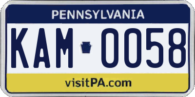 PA license plate KAM0058