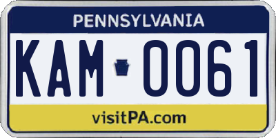 PA license plate KAM0061
