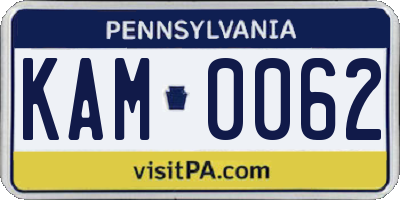 PA license plate KAM0062