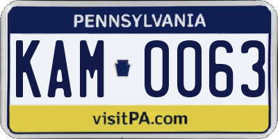 PA license plate KAM0063