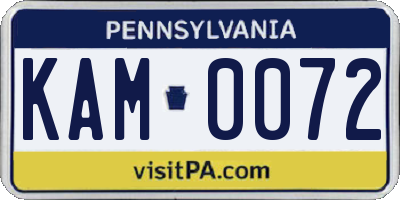 PA license plate KAM0072