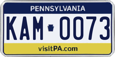 PA license plate KAM0073
