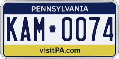 PA license plate KAM0074