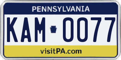 PA license plate KAM0077