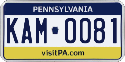 PA license plate KAM0081