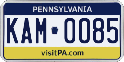 PA license plate KAM0085