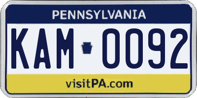 PA license plate KAM0092