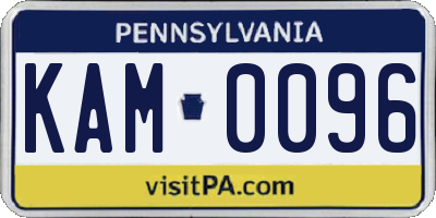 PA license plate KAM0096